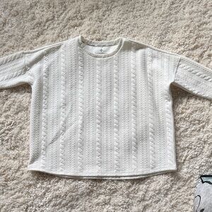 Tuckernuck Cream Textured Knit Top